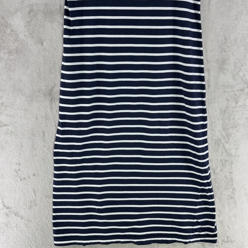 Pact Organic Cotton Navy Blue & White Striped V-Neck Tank Dress Size S - Picture 6 of 8